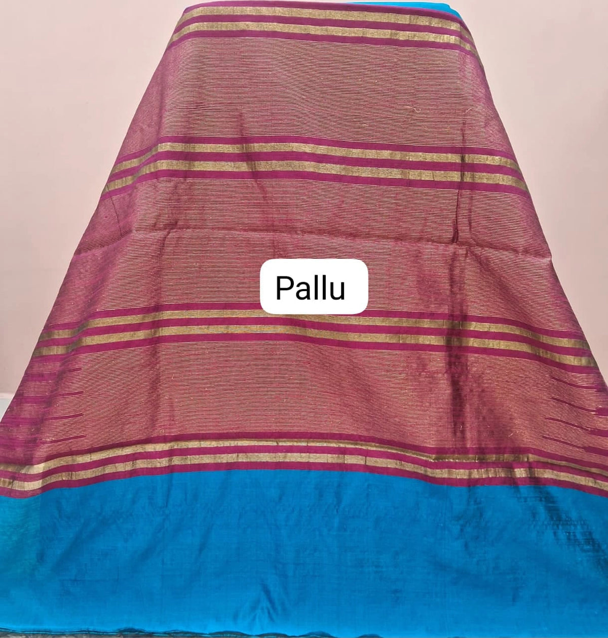 Caribbean Blue Khadhi Pure Pattu Saree Pallu