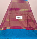 Caribbean Blue Khadhi Pure Pattu Saree Pallu