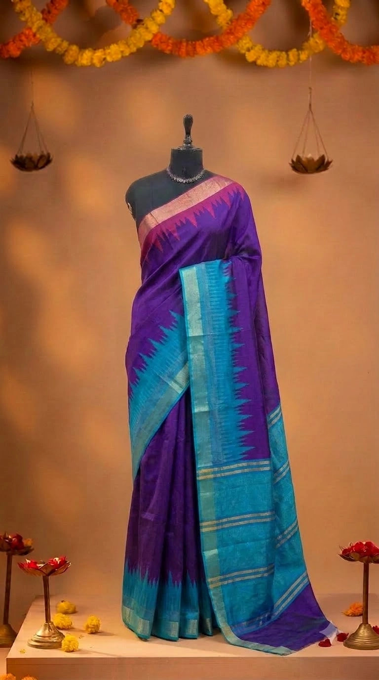 Purple Khadhi Pure Pattu Saree