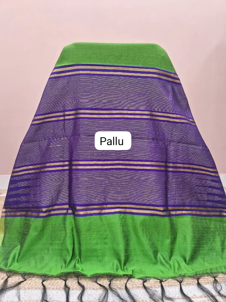 Parrot Green Khadhi Pure Pattu Saree Pallu
