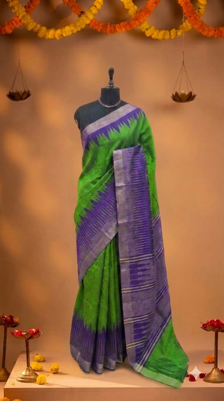 Parrot Green Khadhi Pure Pattu Saree
