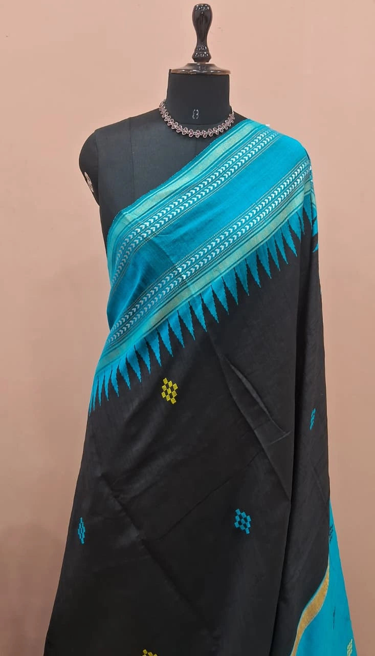 Black Khadhi Pure Pattu Saree 1