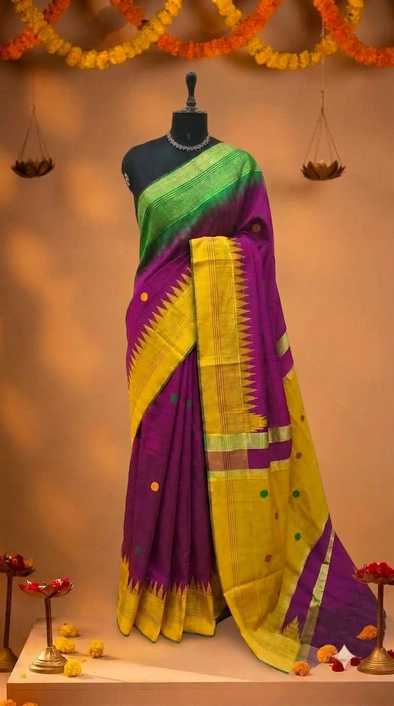 Dark Pink Khadhi Pure Pattu Saree