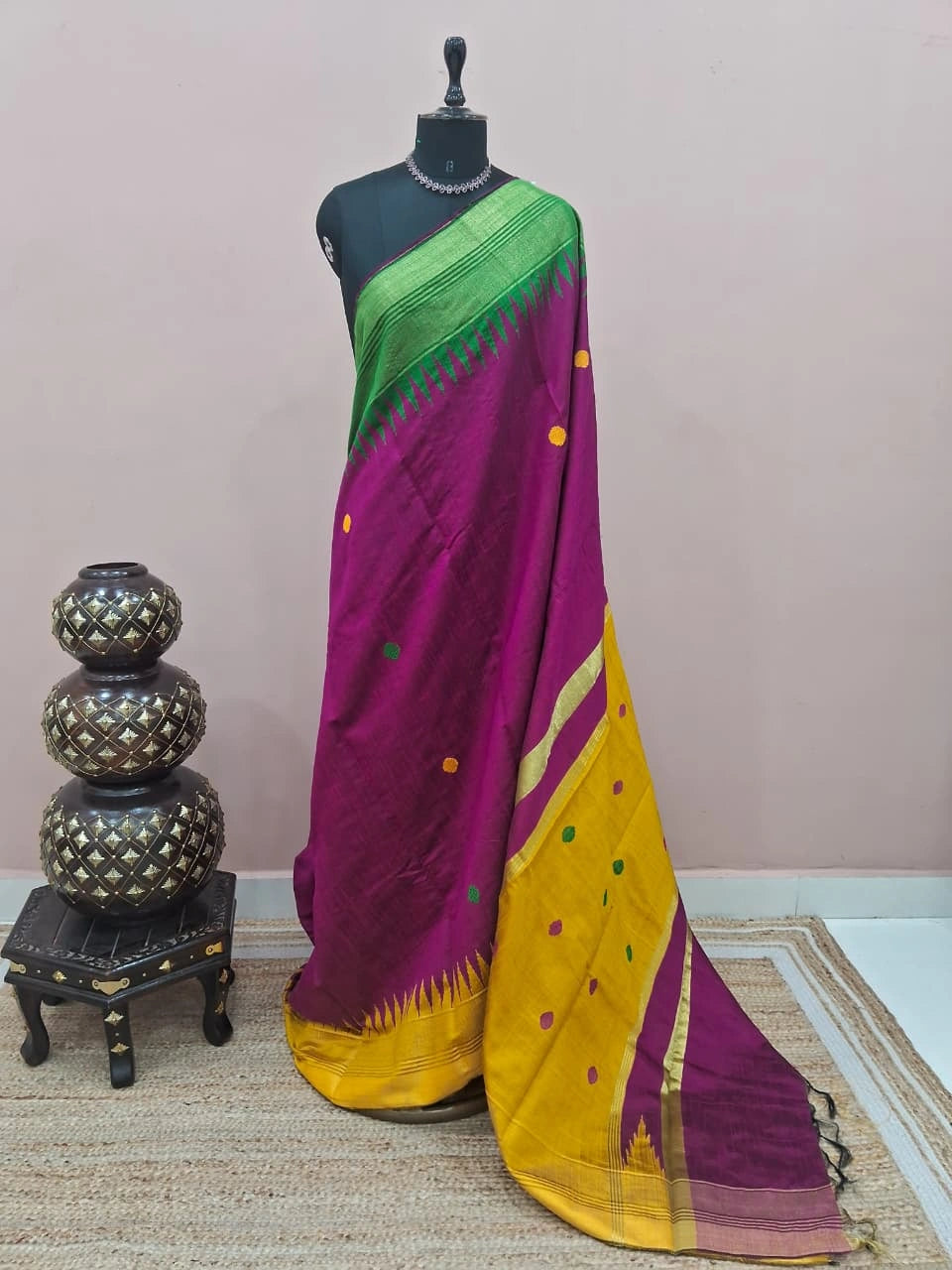 Dark Pink Khadhi Pure Pattu Saree