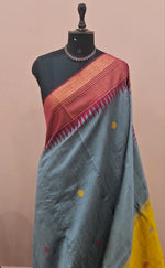 Metal Grey Khadhi Pure Pattu Saree 1