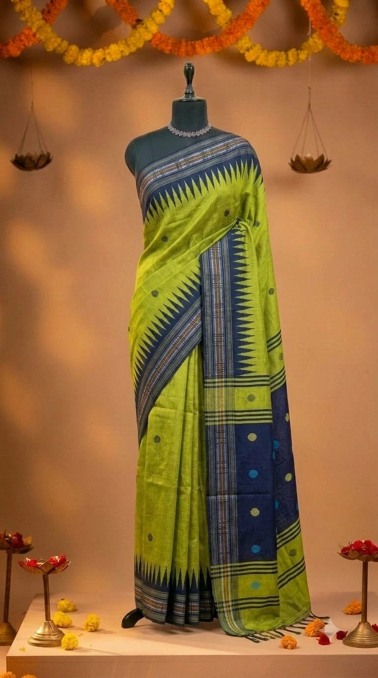 Lemon Green Khadhi Pure Pattu Saree