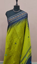 Lemon Green Khadhi Pure Pattu Saree 1
