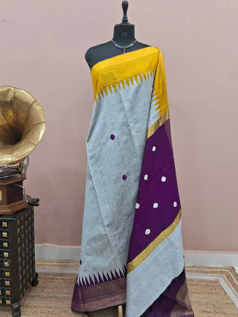 Metal Grey Pure Khadhi Pattu Saree
