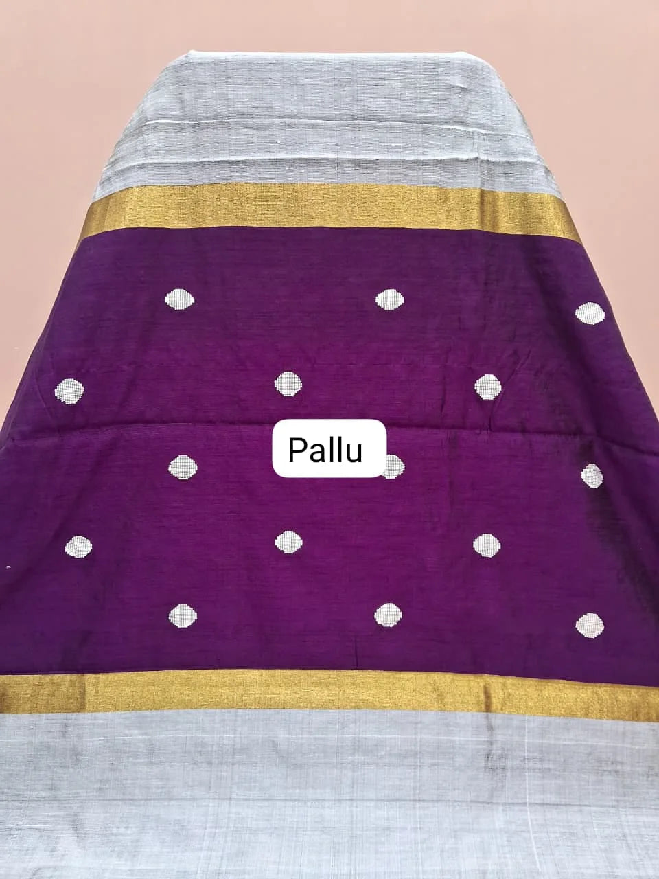 Metal Grey Pure Khadhi Pattu Saree pallu