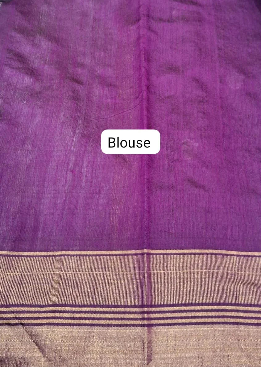 Metal Grey Pure Khadhi Pattu Saree blouse