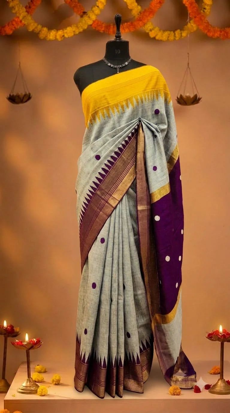Metal Grey Pure Khadhi Pattu Saree