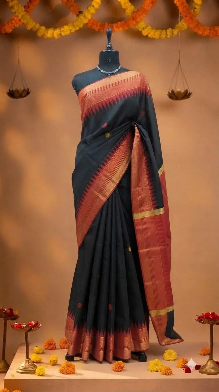 Black Pure Khadhi Pattu Saree