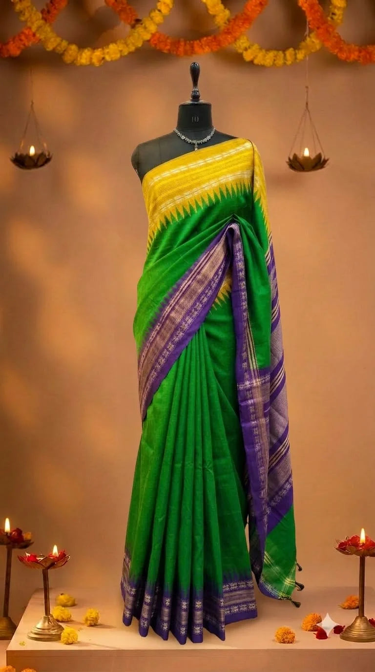 Green Khadhi Pure Pattu Saree