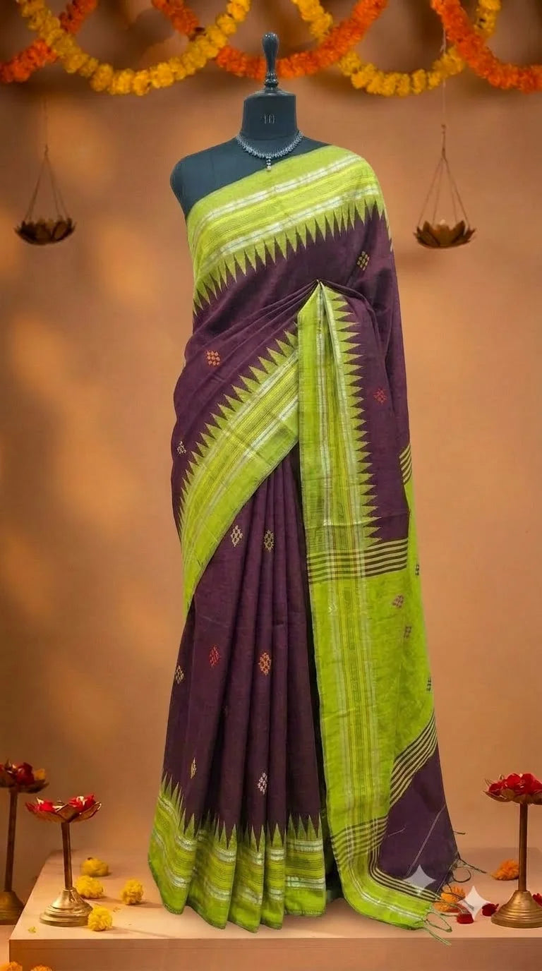 Dark Wine Pure Khadhi Pattu Saree 
