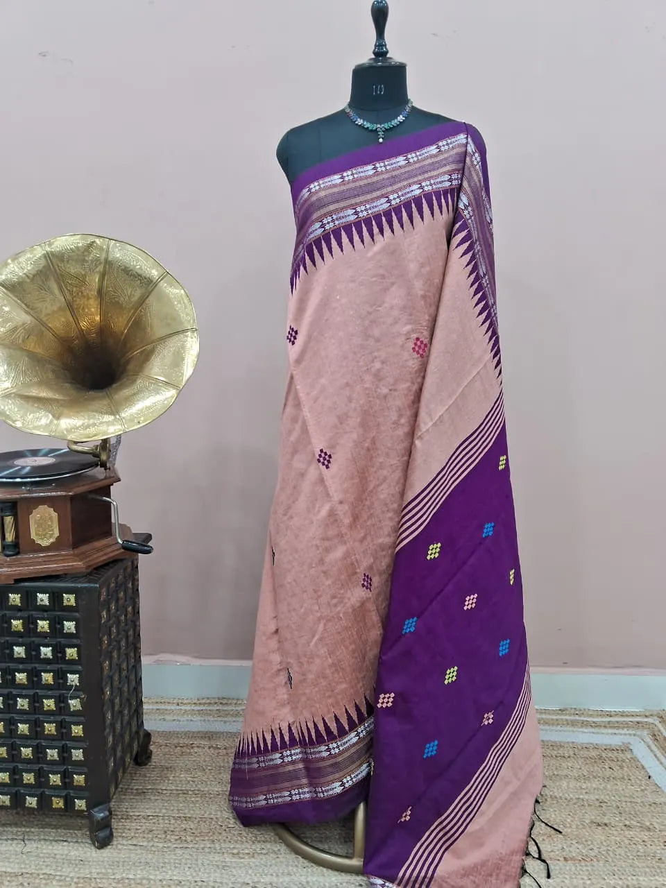 Peach Pure Khadhi Pattu Saree 