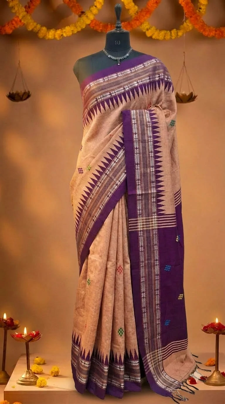 Peach Pure Khadhi Pattu Saree 