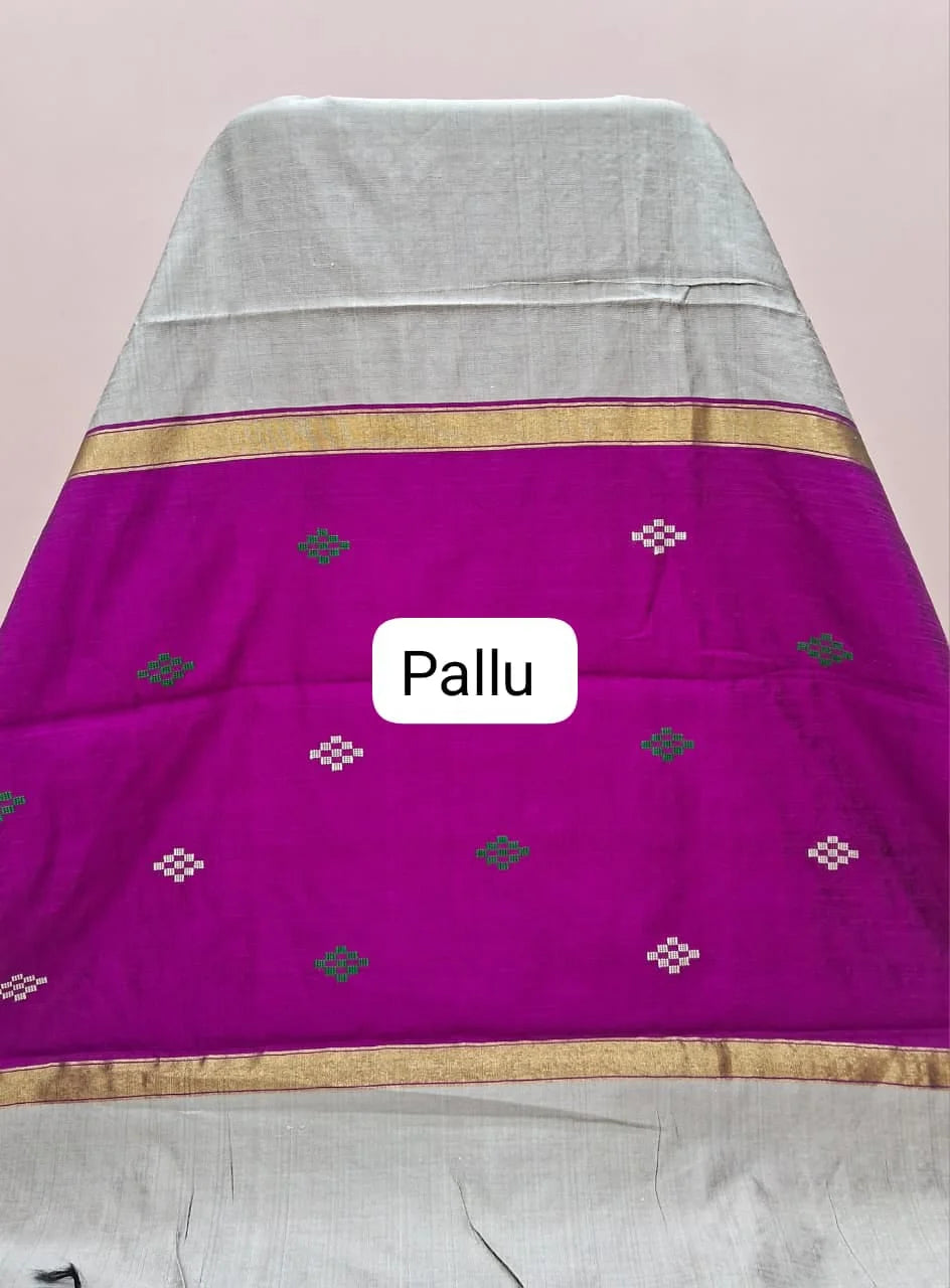 Dark Grey Khadhi Pure Pattu Saree Pallu