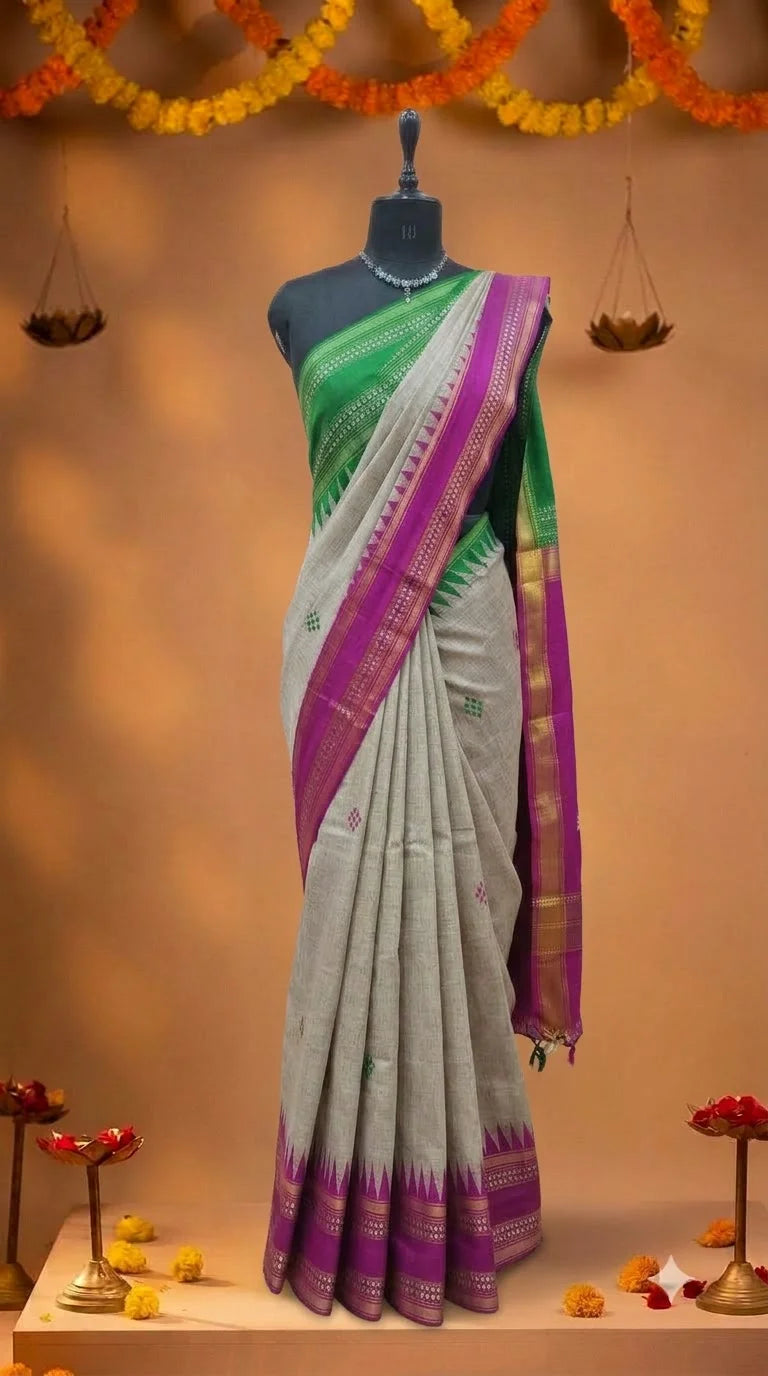 Dark Grey Khadhi Pure Pattu Saree