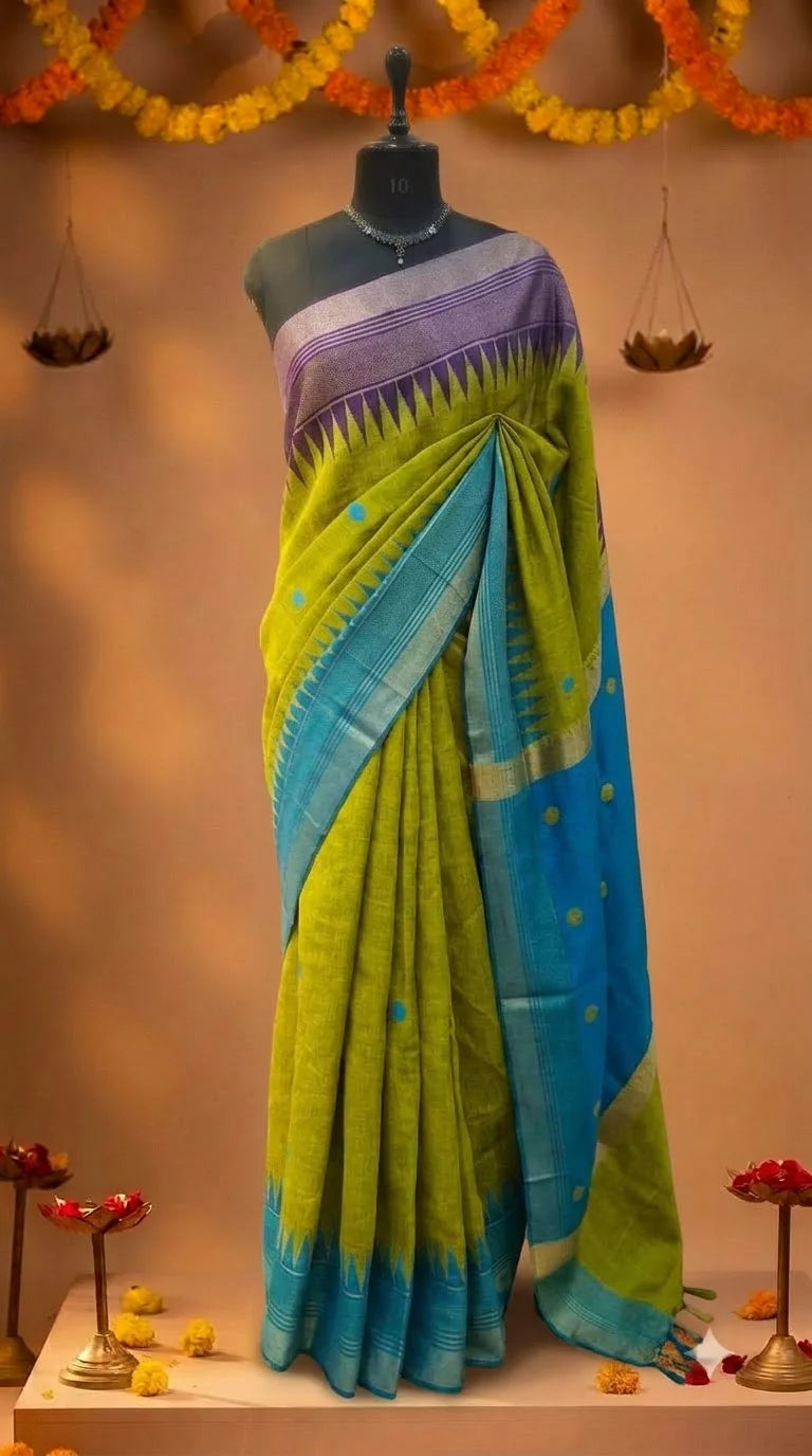 Lemon Yellow Khadhi Pure Pattu Saree