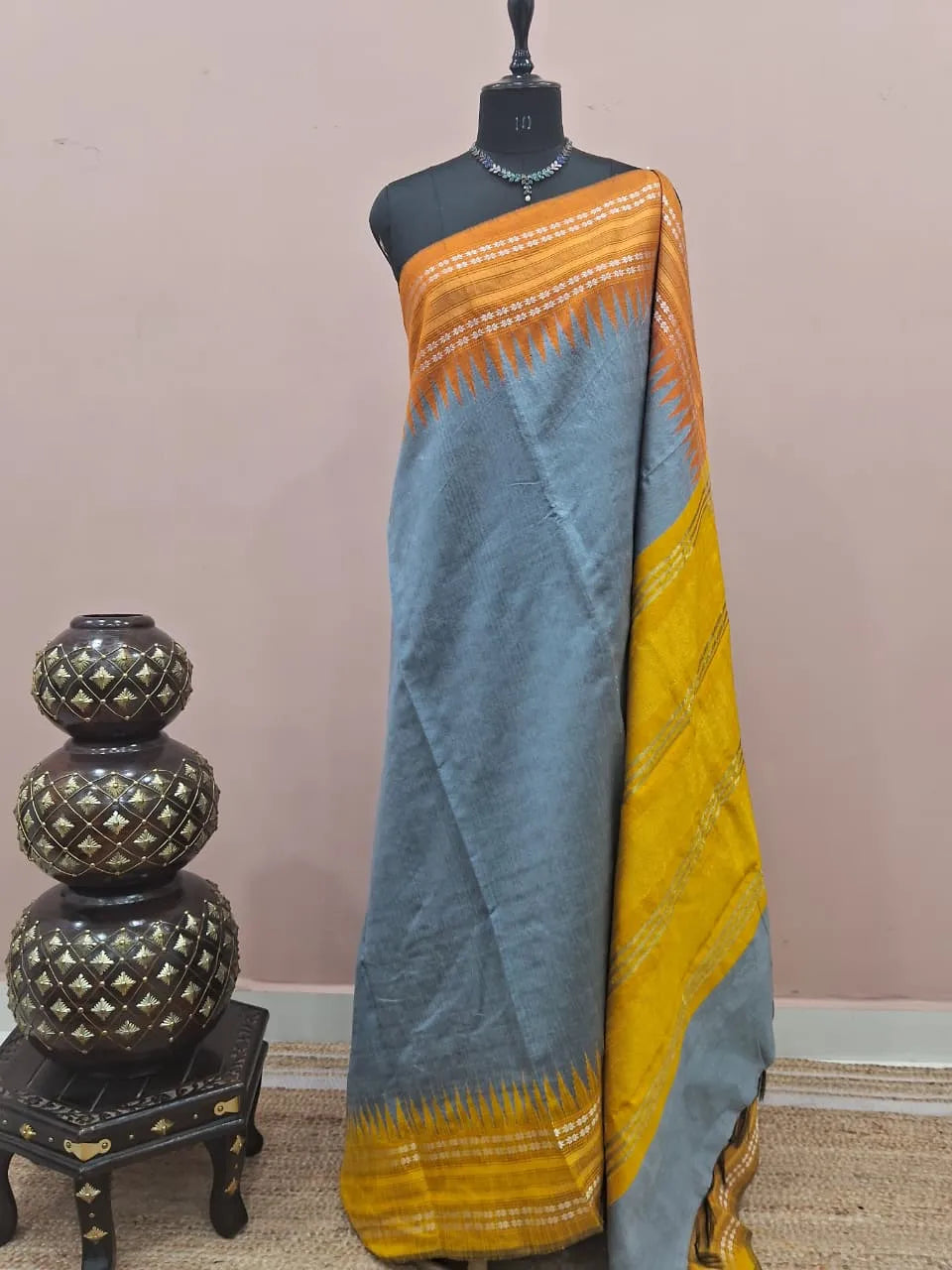 Dark Metal Grey Khadhi Pure Pattu Saree 