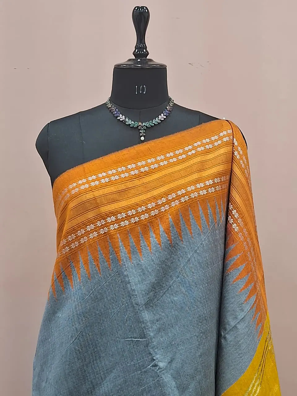Dark Metal Grey Khadhi Pure Pattu Saree  1