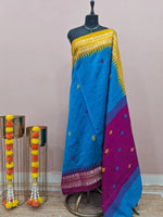 Caribbean Blue Khadhi Pure Pattu Saree