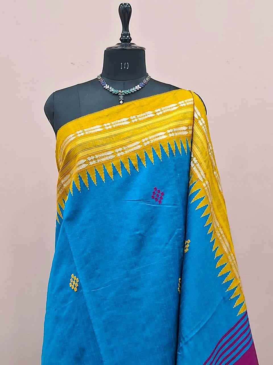 Caribbean Blue Khadhi Pure Pattu Saree 1