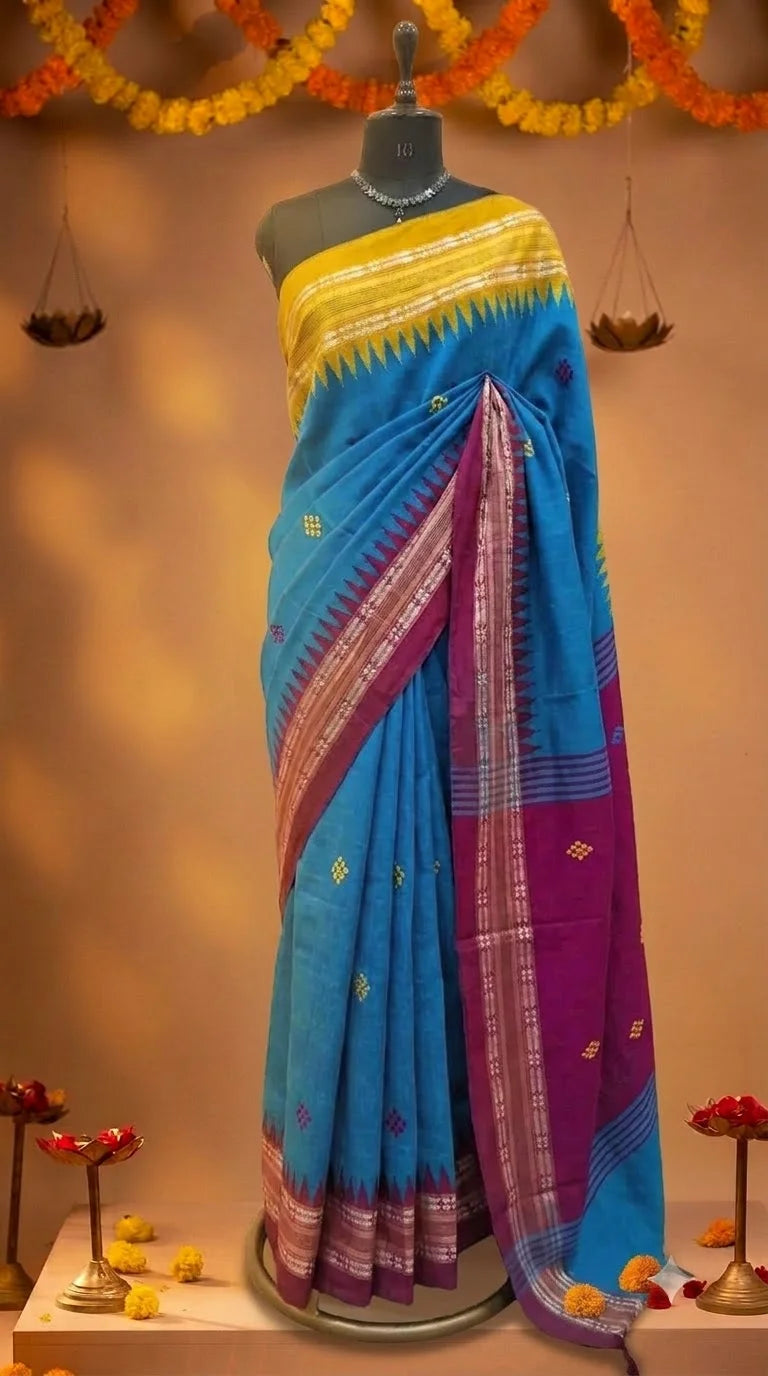 Caribbean Blue Khadhi Pure Pattu Saree