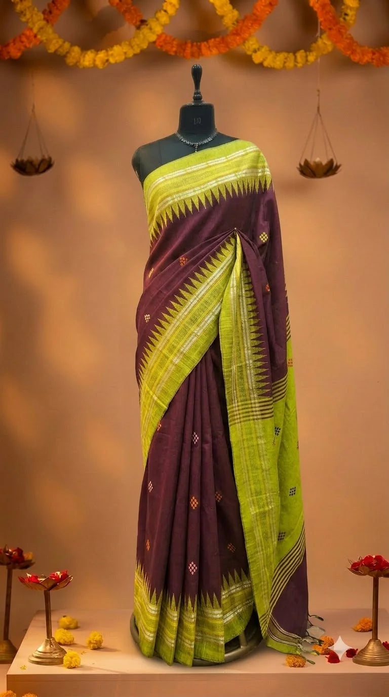 Dark Chocolate Brown Khadhi Pure Pattu Saree