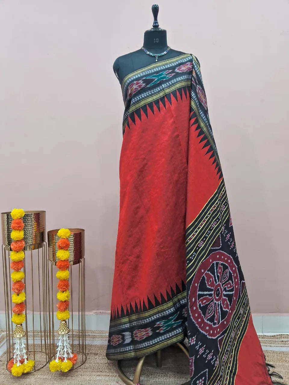 Fire Red Khadhi Pure Pattu Saree