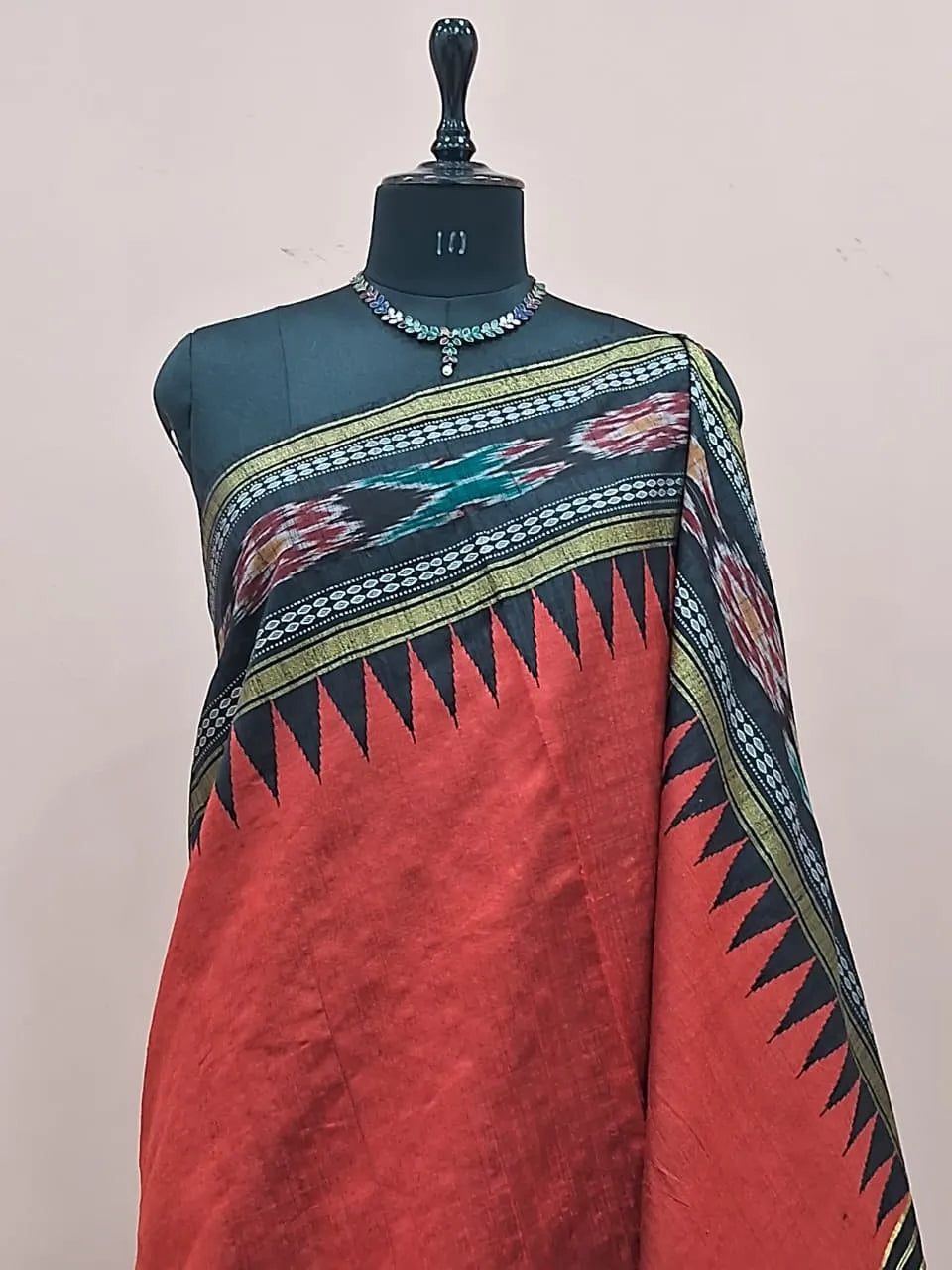 Fire Red Khadhi Pure Pattu Saree 1