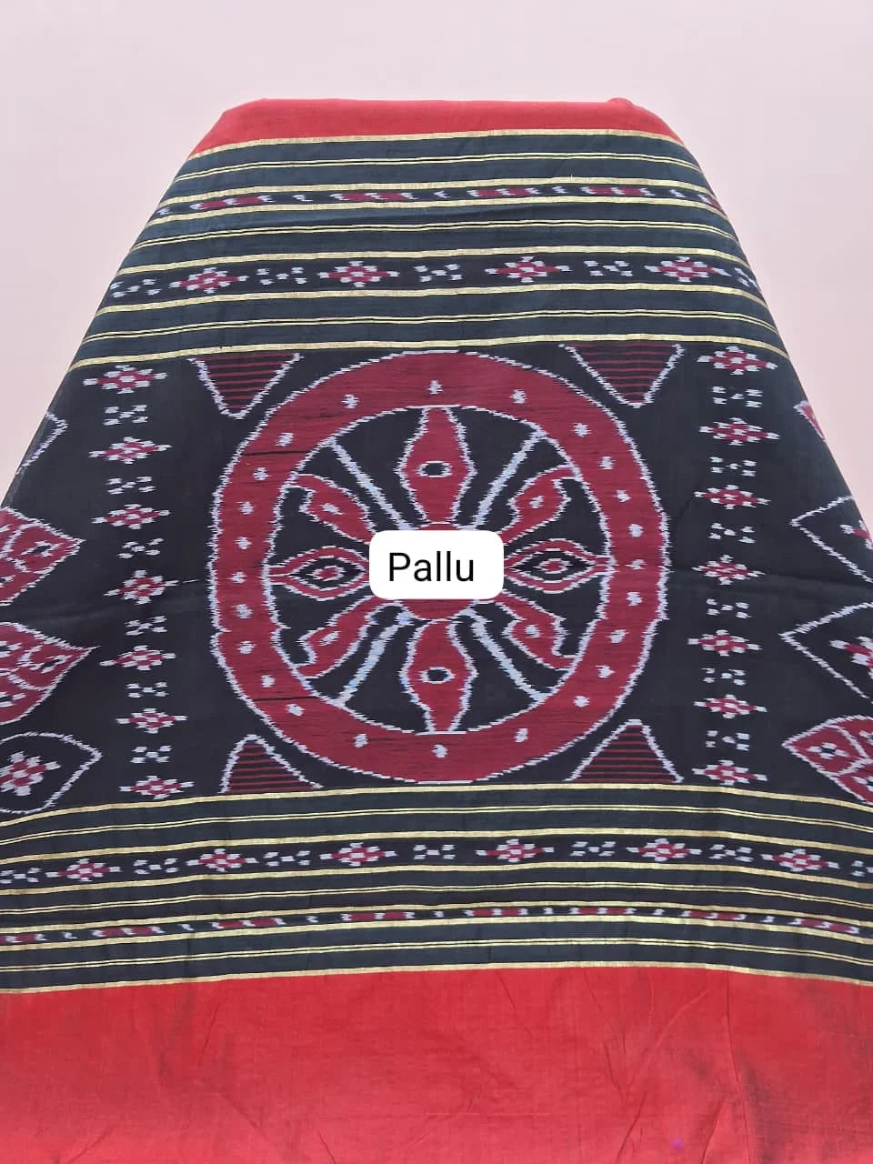 Fire Red Khadhi Pure Pattu Saree Pallu