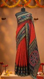 Fire Red Khadhi Pure Pattu Saree
