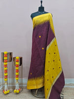 Dark Walnut Brown Khadhi Pure Pattu Saree