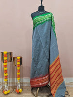 Dark Grey Khadhi Pure Pattu Saree