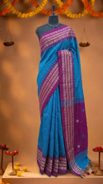 Caribbean Blue Khadhi Pure Pattu Saree