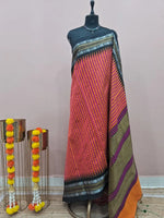 Pink and Orange Checked Khadhi Pattu Saree 
