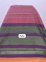 Pink and Orange Checked Khadhi Pattu Saree Pallu