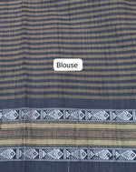 Pink and Orange Checked Khadhi Pattu Saree Blouse