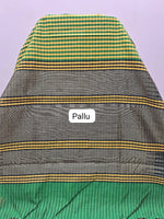 Lemon Yellow and Green Checked Khadhi Pattu Saree  Pallu