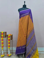 Yellow and Pink Checked Khadhi Pattu Saree
