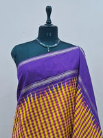 Yellow and Pink Checked Khadhi Pattu Saree 1