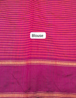 Sky Blue and Off-White Checked Khadhi Pattu Saree Blouse