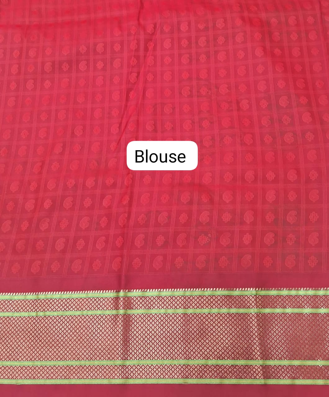 Bottle Green Paithani Semi Silk Saree Blouse