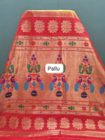Yellow Paithani Semi Silk Saree Pallu