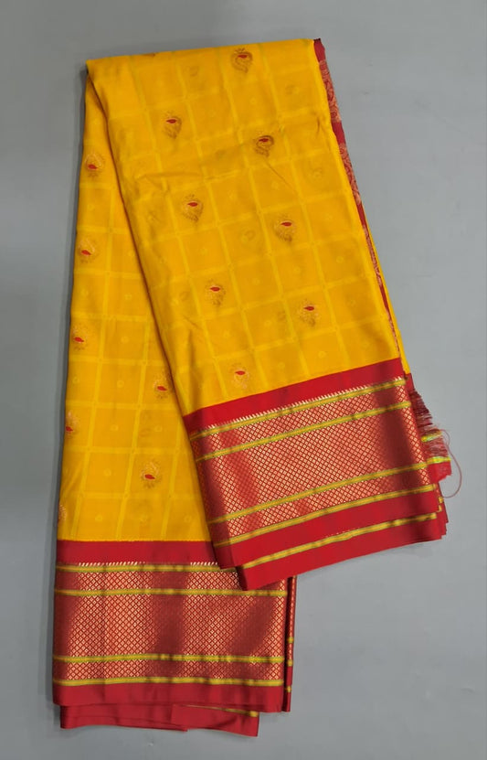 Yellow Paithani Semi Silk Saree