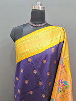 Elegant Navy Blue Paithani Silk Saree 1