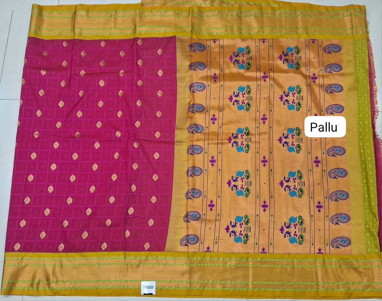 Rani Pink Paithani Silk Saree Pallu
