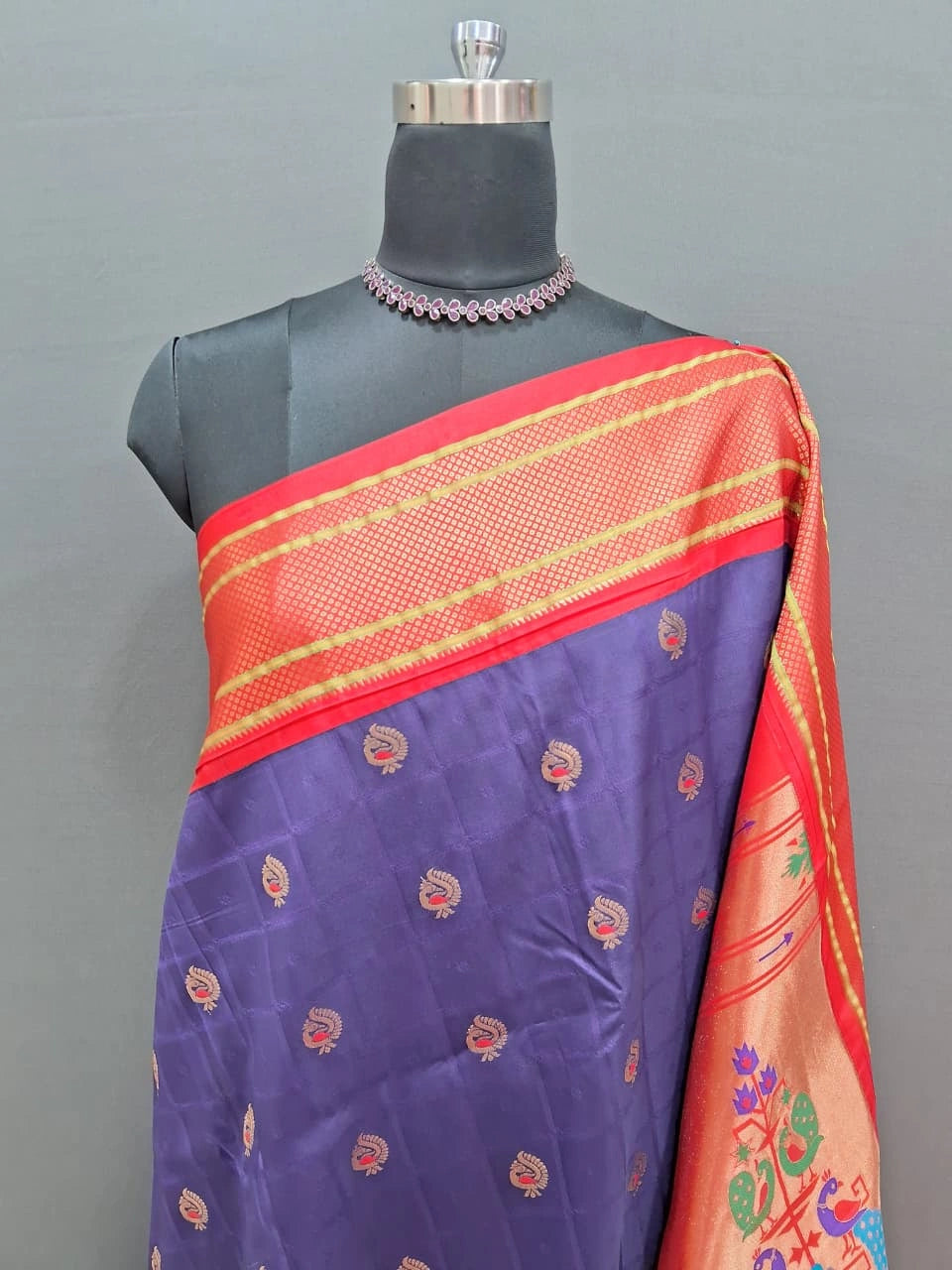 Navy Blue Paithani Silk Saree 1