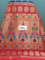 Navy Blue Paithani Silk Saree Pallu